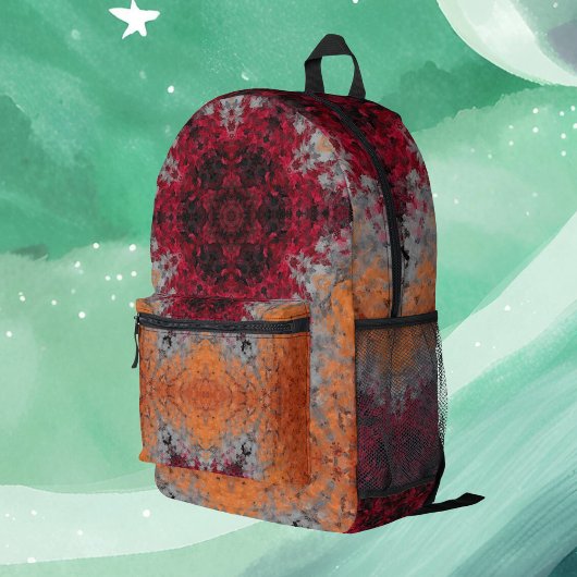 Sac À Dos Imprimé Digital Mandala rouge orange et bleu