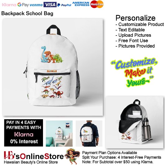 Sac À Dos Imprimé Dino Friends Backpack Print Cut Sew School Bag 3