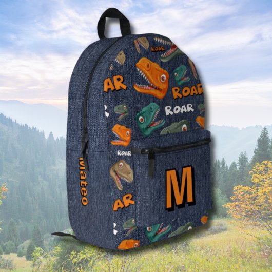 Sac À Dos Imprimé Dinosaur Backpack for Boys with Name Print