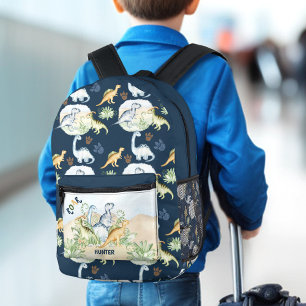 Sac À Dos Imprimé Dinosaur Cute Blue Nom Personnalisé Garçon