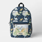 Sac À Dos Imprimé Dinosaur Cute Blue Nom Personnalisé Garçon (Recto)