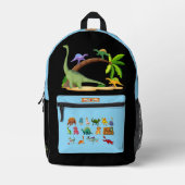 Sac À Dos Imprimé Dinosaur Reptiles Black & Blue School Backpack 26 (Recto)