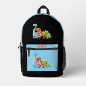 Sac À Dos Imprimé Dinosaur Reptiles Blue School Backpack 16 (Recto)