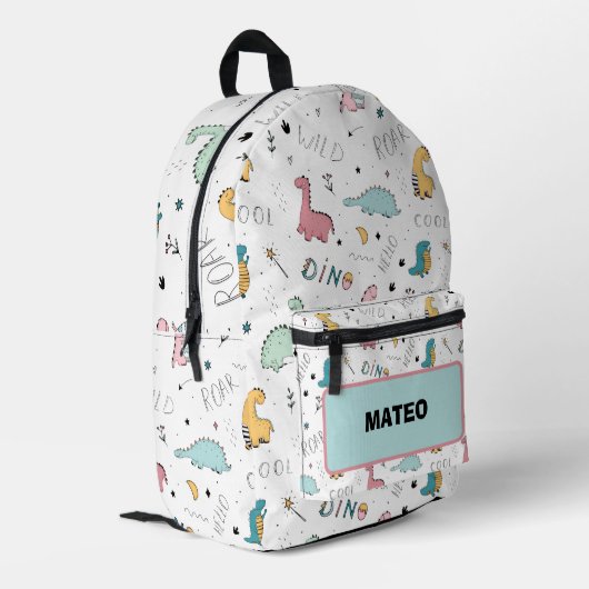 Sac À Dos Imprimé Dinosaure cool avec nom École (Coin arrière gauche)