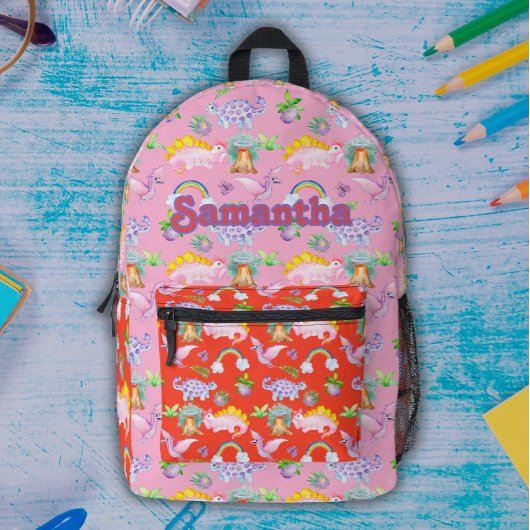 Sac À Dos Imprimé Dinosaures mignons et arcs-en-ciel