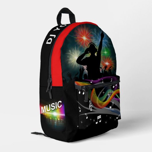Sac À Dos Imprimé DJ de musique de nom personnalisé (Coin arrière gauche)