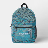 Sac À Dos Imprimé Dolphins in Water Personalized Kids Backpack (Recto)