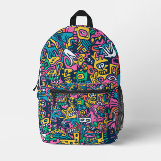 Sac À Dos Imprimé Doodle de dessin animé abstrait coloré