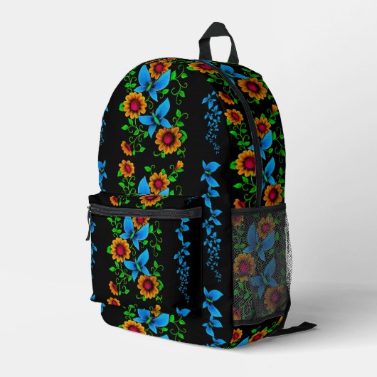 Sac À Dos Imprimé Doodle de fleurs (Coin arrière droit)