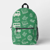 Sac À Dos Imprimé Doodle écolier vert (Recto)