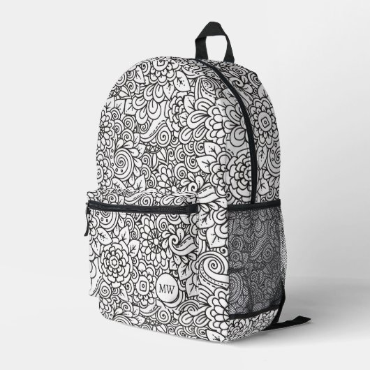 Sac À Dos Imprimé Doodle Floral Retro (Coin arrière droit)