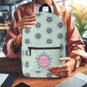 Sac À Dos Imprimé Doodles de Mandala turquoise moderne rose