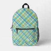 Sac À Dos Imprimé Doux Plaid Pastel bleu vert (Recto)