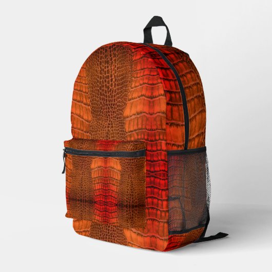 Sac À Dos Imprimé Dragon en Cuir Orange Lumineux (Coin arrière droit)
