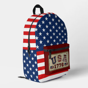 Sac À Dos Imprimé Drapeau américain USA 1776 Patriote Rouge Bleu Bla