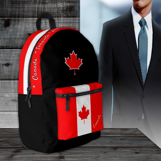 Sac À Dos Imprimé Drapeau canadien, Canada, noir patriote