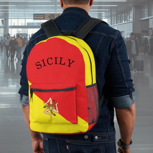 Sac À Dos Imprimé Drapeau de Sicile sicilien