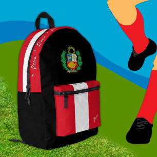 Sac À Dos Imprimé Drapeau péruvien, Pérou, patriote noir
