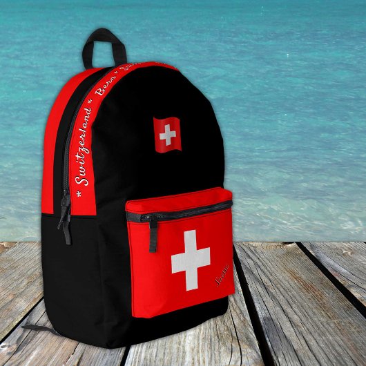 Sac À Dos Imprimé Drapeau suisse, Suisse, patriote noir