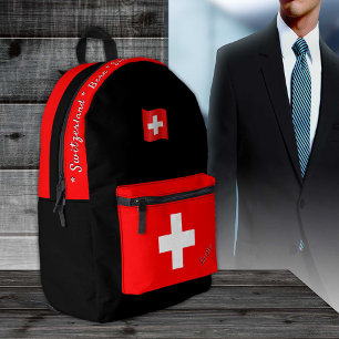 Sac À Dos Imprimé Drapeau suisse, Suisse, patriote noir