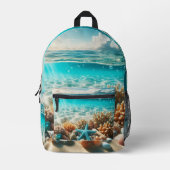 Sac À Dos Imprimé Eaux de plage tropicales Coquillages (Recto)