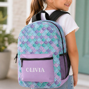 Sac À Dos Imprimé Écaille de Sirène Violette et Sarcelle Colorée Fém