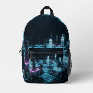 Sac À Dos Imprimé Échecs Cyberpunk, jeu de société numérique néon S