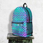 Sac À Dos Imprimé échelle de sirène d'iridescence simulée<br><div class="desc">sac à dos de l'échelle de sirène</div>