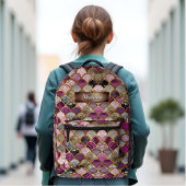 Sac À Dos Imprimé Échelles mignonnes en or rose violet