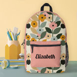 Sac À Dos Imprimé Ecole moderne colorée de motifs floraux filles<br><div class="desc">Personnalisez ce mignon sac à dos à fleurs roses pour le dos de vos filles aux fournitures scolaires. Conçu pour vous par Blackberry Boulevard.</div>