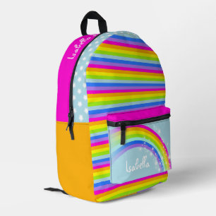 Sac À Dos Imprimé École personnalisée arc-en-ciel bleu rose enfants