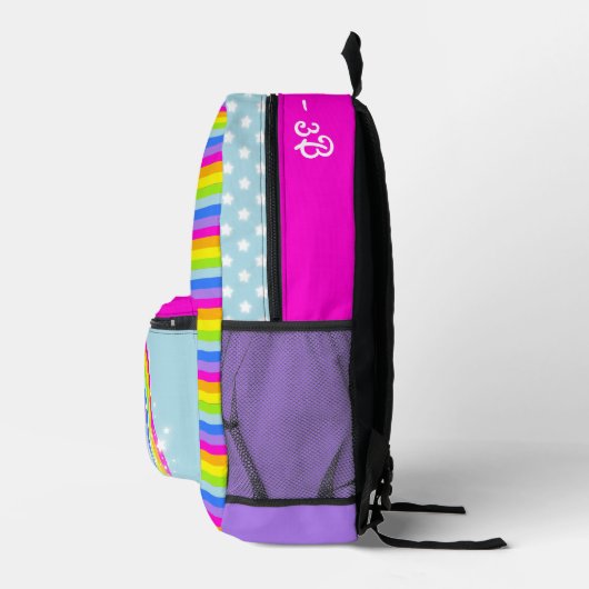 Sac À Dos Imprimé École personnalisée arc-en-ciel bleu rose enfants (Droite)