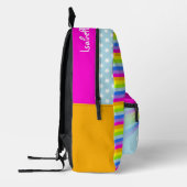 Sac À Dos Imprimé École personnalisée arc-en-ciel bleu rose enfants (Gauche)