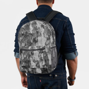 Sac À Dos Imprimé Écorce gris camo noir et blanc