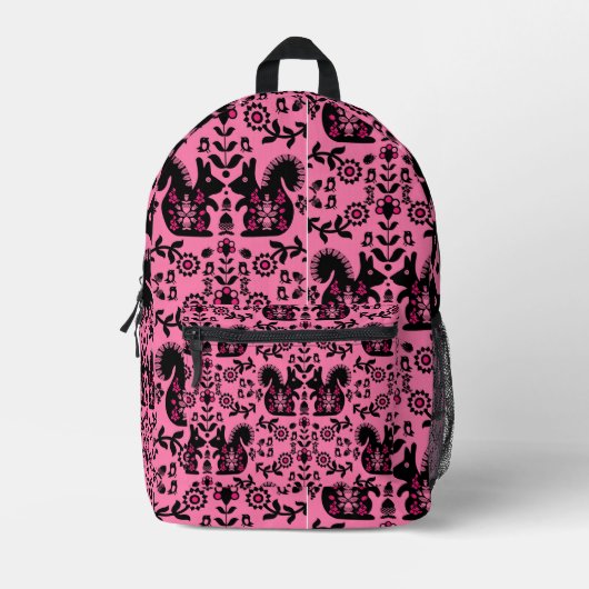 Sac À Dos Imprimé Écureuil Nordic Scandinave Folk Art (Recto)