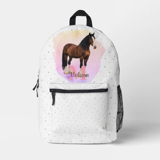 Sac À Dos Imprimé Écuries de Cheval Élégant Monogramme (Recto)