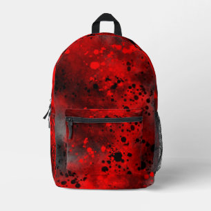 Sac À Dos Imprimé Effet Retro Paint Splatter rouge et noir