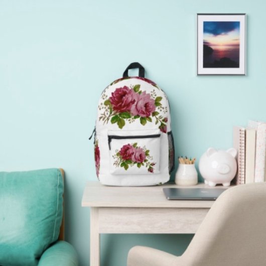 Sac À Dos Imprimé Élégance Rose Vintage