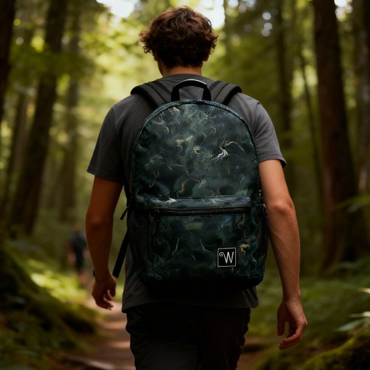 Sac À Dos Imprimé Élégant Abstrait Tie Motif de teinture vert foncé