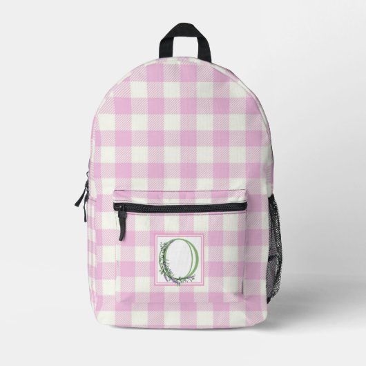 Sac À Dos Imprimé Élégant blanc rose en vichy lettre monogramme O (Recto)