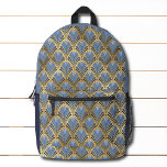 Sac À Dos Imprimé Elégant Blue Gold Art Déco Motif Vintage<br><div class="desc">L'élégant sac à dos Motif Vintage Blue Gold Art Déco présente un élégant motif Art déco en bleu et en or. Créé par Evco Studio www.zazzle.com/store/evcostudio</div>
