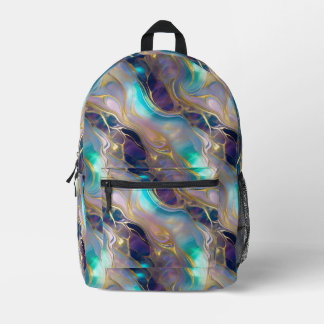 Sac À Dos Imprimé Elégant Faux Gold avec pierre opale Turquoise et v