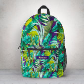 Sac À Dos Imprimé Élégant feuille vert tropical violet
