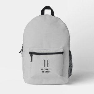 Sac À Dos Imprimé Élégant gris monogramme
