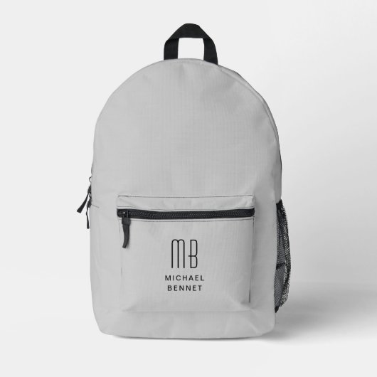 Sac À Dos Imprimé Élégant gris monogramme (Recto)