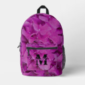 Sac À Dos Imprimé Élégant magenta rose floral monogramme calligraphi (Recto)