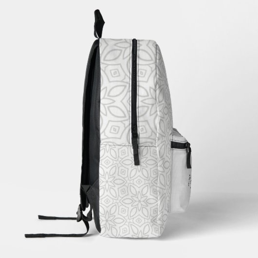 Sac À Dos Imprimé Élégant Mandala Blanc Élégant Avec Nom (Gauche)