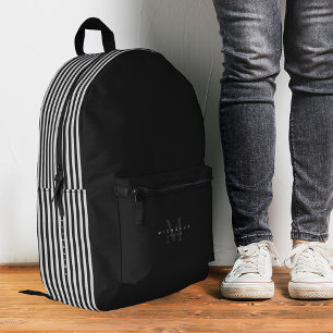 Sac À Dos Imprimé Élégant minimaliste noir rayures blanches