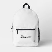 Sac À Dos Imprimé Élégant Minuscule noir Script | Blanc (Recto)
