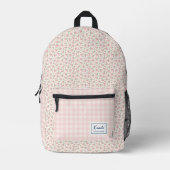 Sac À Dos Imprimé Élégant Moderne Gingham Floral Rose Pâle Beige (Recto)